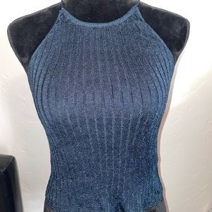 URBAN OUTFITTERS Dark Blue-Black Sparkly Halter Top